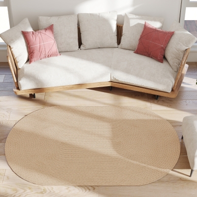 HOMCOM Tapis Beige 170x120cm Lavable Style Rustique Salon