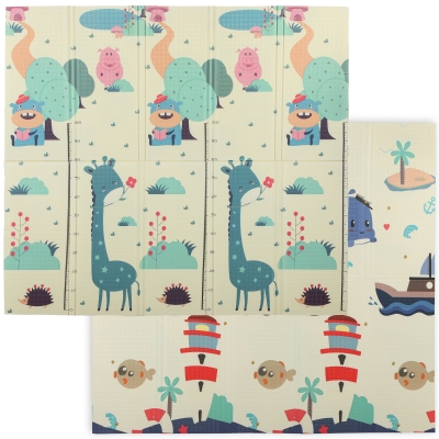 AIYAPLAY Alfombra Bebé Acolchada Plegable Reversible 196x176x1,5 cm Doble Cara Impermeable Multicolor