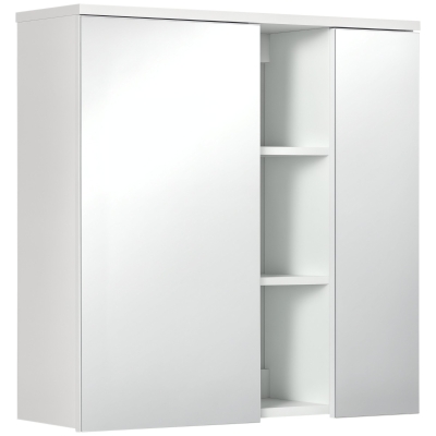 kleankin Specchiera Bagno 2 Ante con Ripiani Aperti e Mensole