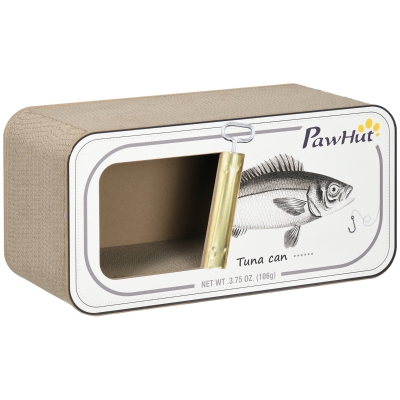 PawHut Cat Scratching Board & House with Catnip, Tuna Design