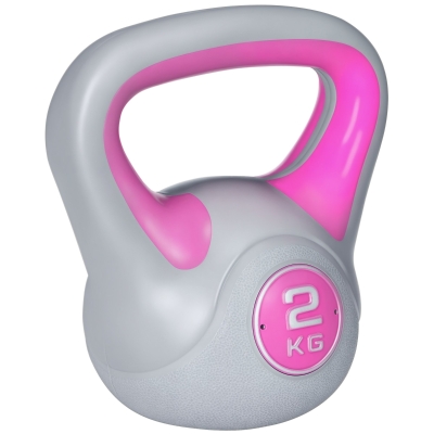 SPORTNOW Kettlebell 2kg Rosa in PU con Base Piatta e Impugnatura