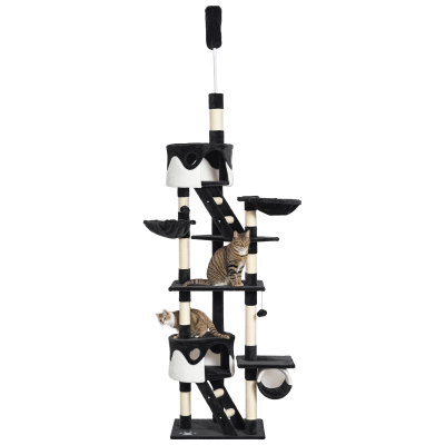 PawHut Tiragraffi a soffitto 60cm x 45cm x 240-260cm Grigio scuro, Bianco