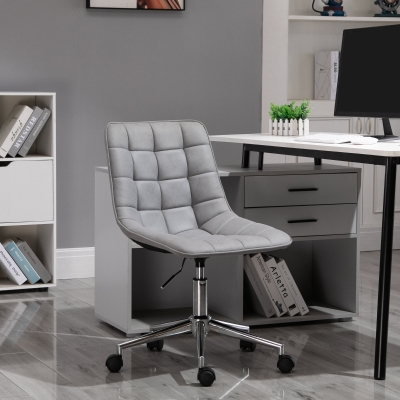 Vinsetto Armless Office Chair, Computer Desk Chair with Adjustable Height, Swivel Wheels, Light Grey