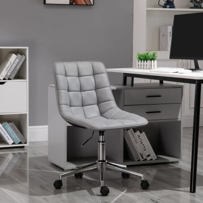 Vinsetto Armless Office Chair, Computer Desk Chair with Adjustable Height, Swivel Wheels, Light Grey
