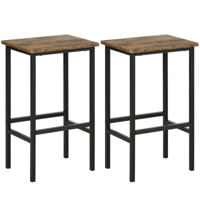 HOMCOM Industrial Bar Stools Set of 2 Rustic Brown