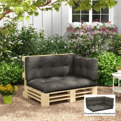 Outsunny Set 3 Coussins Extérieur Canapé Gris