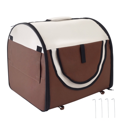 Pawhut Folding Soft Pet Crate 46x36x41cm Brown
