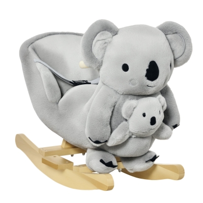 HOMCOM Jouet Bascule Koala Bois Effet Sonore Fauteuil Gris
