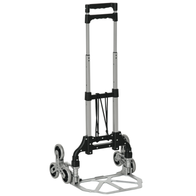 Carrello Pieghevole Per Traslochi, Capacità 272 Kg, 7 Ruote Con Freni, Manico Regolabile, Base Estensibile