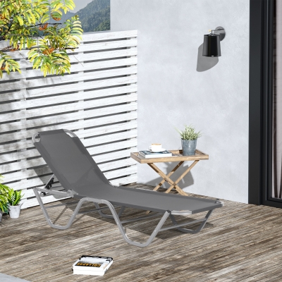 Outsunny Lettino Prendisole in Alluminio 5 Reclinazioni Argento