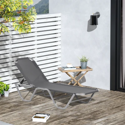 Outsunny Lettino Prendisole in Alluminio 5 Reclinazioni Argento
