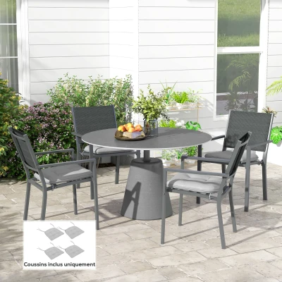 Outsunny 4 Coussins Chaise Capitonné 43cm Gris Clair