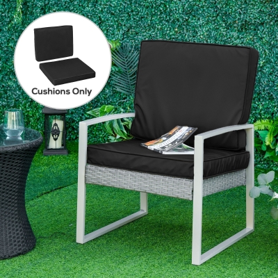 Outsunny 2 Piece Garden Chair Cushions Rattan Sofa Black