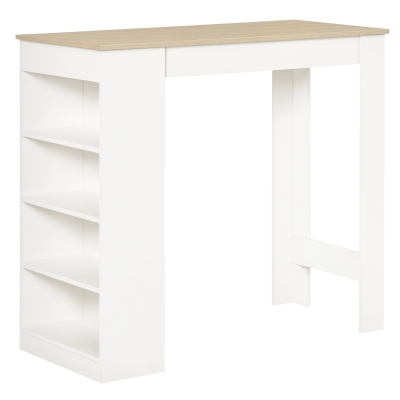 HOMCOM Bar Table with 4-Tier Storage Shelf Natural