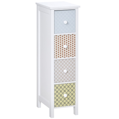 HOMCOM 4 Drawer Dresser Storage Cabinet for Bedroom, Bathroom