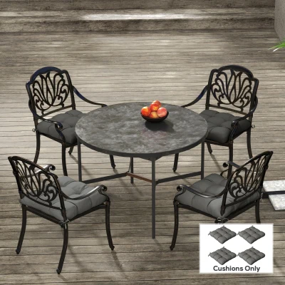Outsunny 4-Piece Patio Chair Cushion Set Charcoal Grey