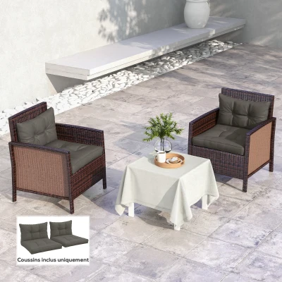 Outsunny Lot 4 Coussins Jardin Polyester Gris Anthracite
