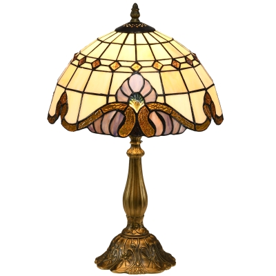 HOMCOM Stained Glass Table Lamp Antique Night Light