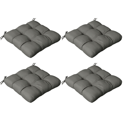 Outsunny 4-Piece Seat Cushion Pillows Replacement, Patio Chair Cushions Set with Ties for Indoor Outdoor, Charcoal Grey