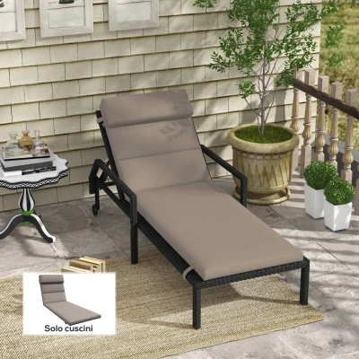 Outsunny Cuscino per Sdraio in Tessuto con Lacci Grigio Scuro