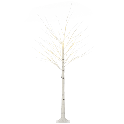 HOMCOM 6ft Artificial White Birch Tree Pre-Lit LED Indoor/Outdoor