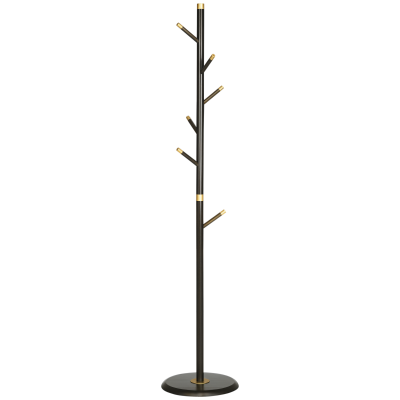 HOMCOM Vintage Coat Rack Bamboo Frame 6 Hooks Walnut