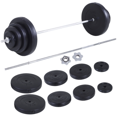 HOMCOM Set di Manubri Regolabile, Set Bilanciere e Dischi 70kg, 8 Dischi Pesi Rivestiti in Plastica e Barra in Metallo, 170x40.5x40.5cm, Nero
