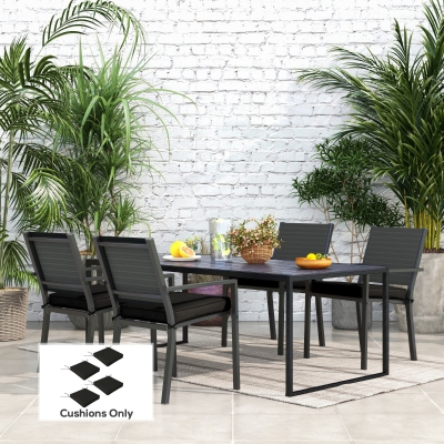 Outsunny 4-Piece Patio Chair Cushions Set with Ties Black