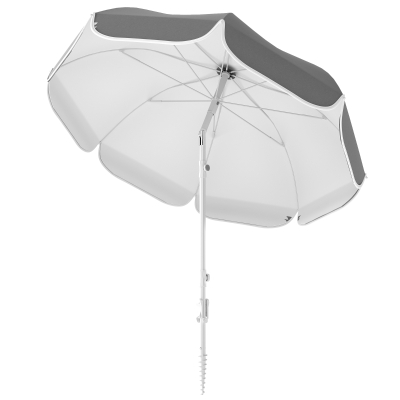 Outsunny Portable Beach Umbrella UPF50+ Adjustable Grey