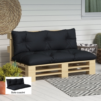 Outsunny Set 2 Cuscini da Giardino per Divani e Pallet Nero