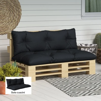 Outsunny Set 2 Cuscini da Giardino per Divani e Pallet Nero