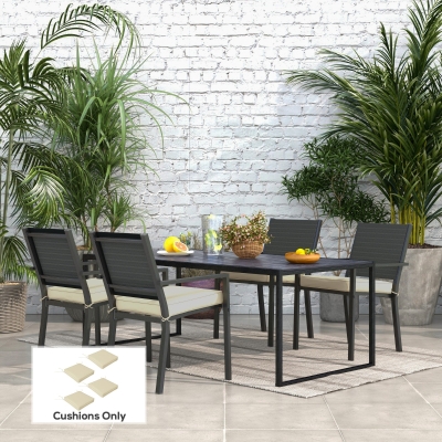 Outsunny 4-Piece Patio Chair Cushions Set with Ties Beige