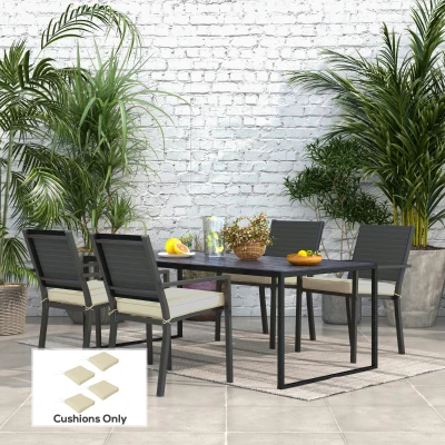 Outsunny 4-Piece Patio Chair Cushions Set with Ties Beige