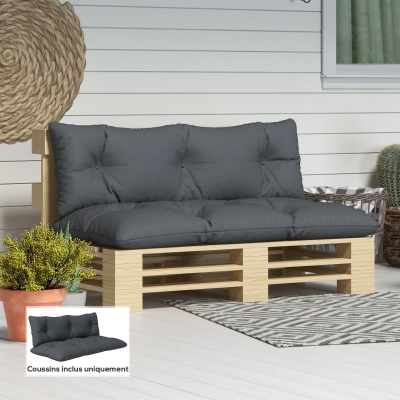 Outsunny Coussins d'Extérieur Banquette Gris Hydrofuge