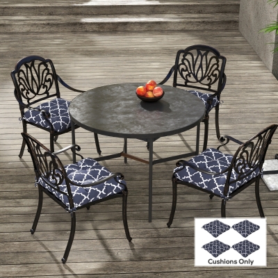 Outsunny 4-Piece Patio Chair Cushion Set with Ties Blue