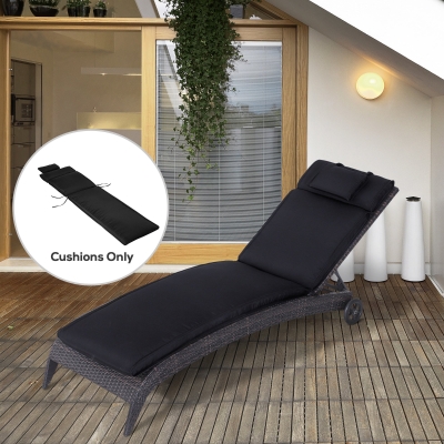 Outsunny Sun Lounger Cushion Replacement Black