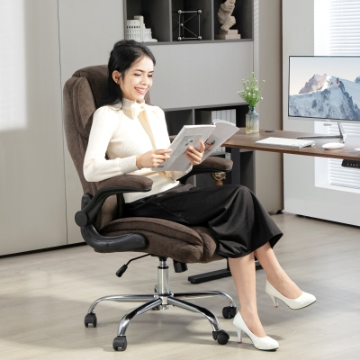 HOMCOM Chaise Bureau Ergonomique Hauteur Réglable Marron