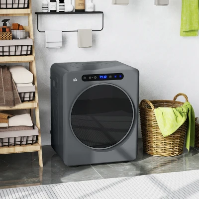 HOMCOM Droogtrommel, 6 Programma's, 40-60℃, 4 kg capaciteit, compact, Touch-bediening, Grijs