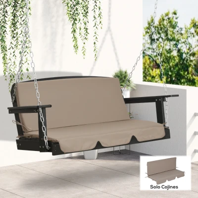 Outsunny Cojín para Balancín de 2 Piezas Cojín de Asiento y Respaldo para Jardín Terraza Exterior130x45x5 cm  Marrón
