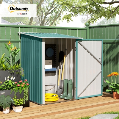 Outsunny Caseta de Jardín Metálica 0,92 m² 100x103x160 cm con 1 Puerta y Cerradura para Almacenamiento de Herramientas Verde