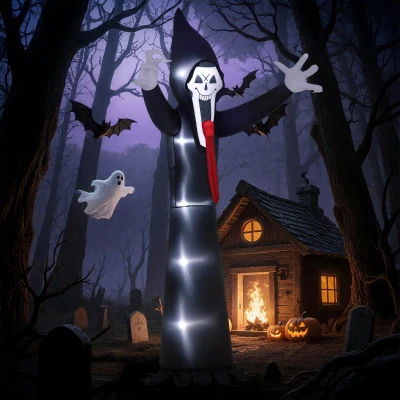 Outsunny 10FT Grim Reaper Inflatable with LED Lights Outdoor