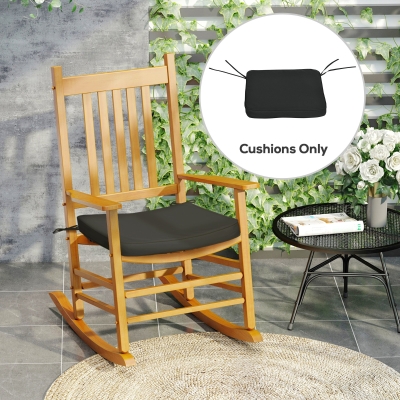 Outsunny Set of 6 Dining Chair Cushions with Straps Black