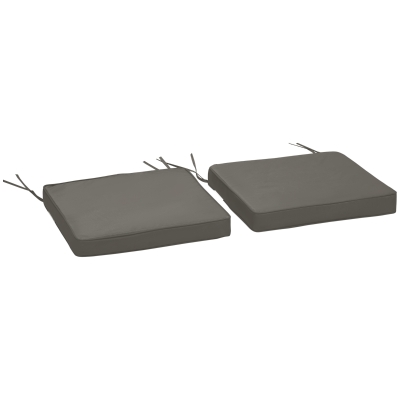 Outsunny Set of 2 Garden Chair Cushions 45x45cm Dark Grey