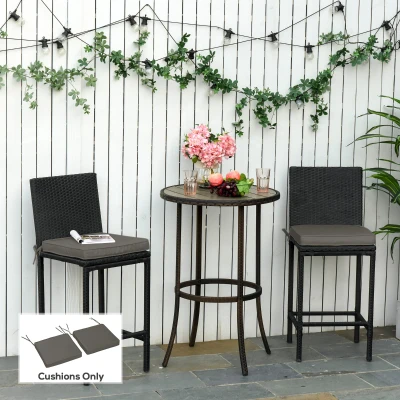 Outsunny Set of 2 Garden Chair Cushions 45x45cm Dark Grey