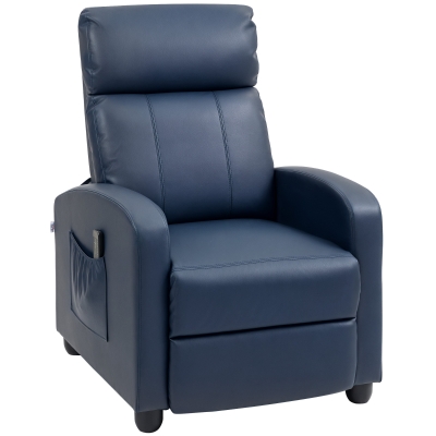 HOMCOM Poltrona de Massagem Reclinável com 2 Zonas de Massagem 8 Programas e 5 Níveis de Intensidade 68x88x98 cm Azul Escuro