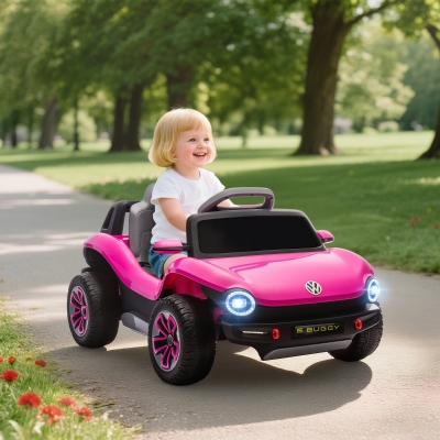 AIYAPLAY Volkswagen Licensed Kids Electric Car with Remote Control for Ages 3-6 Years, Pink