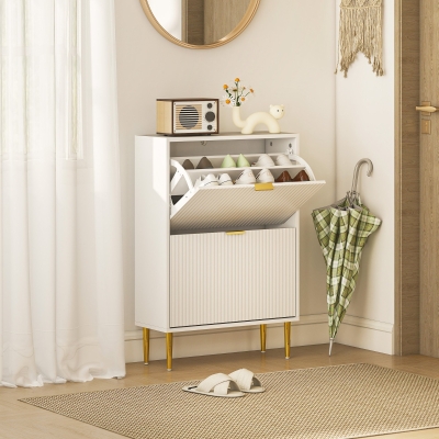 HOMCOM Sapateira Estreita Sapateira para Entrada com Prateleiras Ajustáveis para 12 Pares de Sapatos 60x24x91,5 cm Branco