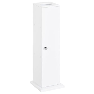 HOMCOM Armário de Casa de Banho Estreito com Orifício para Papel Higiénico e Prateleiras Estilo Moderno 19,5x19,5x65 cm Branco