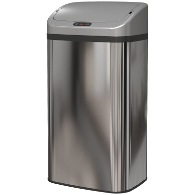HOMCOM Poubelle Capteur 48L Acier Inoxydable Argent