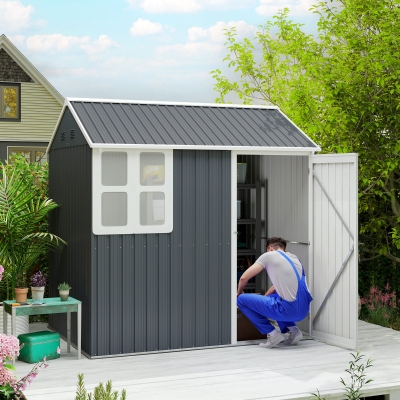 Garden Storage Shed 222H x 216L x 172W cm Dark Grey